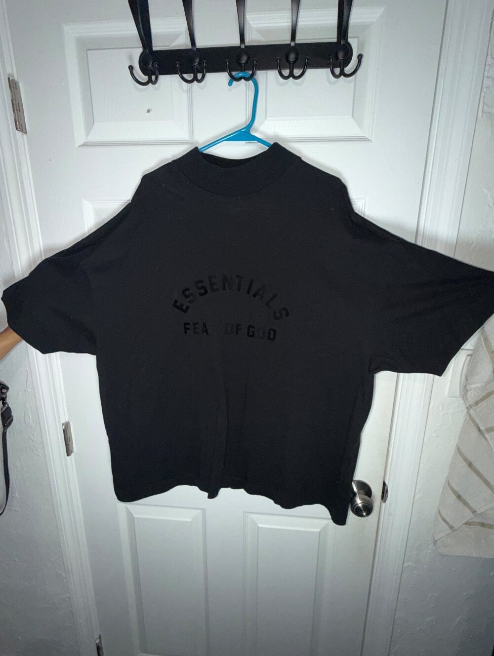 Fear of God ESSENTIALS Black Oversized Mock Neck Boxy T-Shirt
